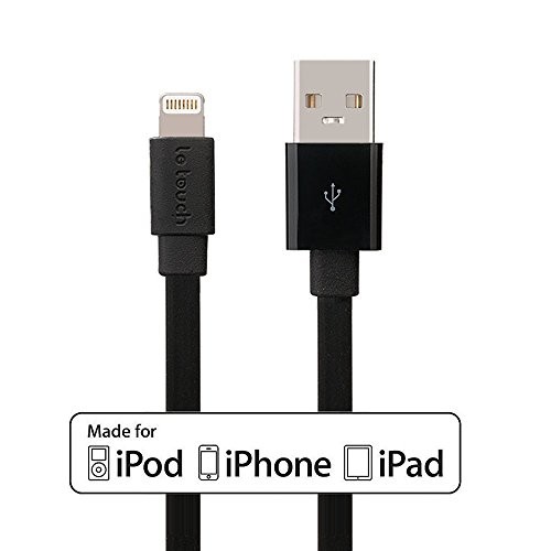 LETOUCH l'Amour [Apple MFi Certifié] 1.5M "PASTA" Câble Lightning vers USB pour Charge & Sync Compatible avec iPhone 6 / 6 Plus / 5 / 5S / 5C, iPad 4, iPad Air, mini iPad, iPod touch de 5e Gen, iPod nano 7e Gen (Letouch 1.5 Mètres, l'Amour-Noir)