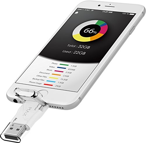 PhotoFast i-FlashDrive MAX U3 64GB - Lightning connecteur ( MFI certifié ) et port USB 3.0 - pour Apple iPhone 5 / 5S / 6 / 6 Plus / 6S / 6S Plus, mini iPad 1/2 ( Retina ) / 3/4 , iPad Air 2/3 , iPad Pro