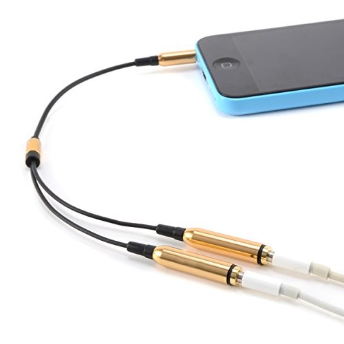 CABLE double Jack 3.5mm AUDIO stereo Splitter adaptateur CASQUE ECOUTEUR pour iPod iPhone iPad MP3 jaune