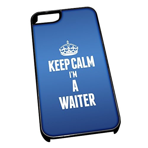 Coque pour iPhone 5/5S 2712 Bleu Inscription Keep Calm I'm a Serveur