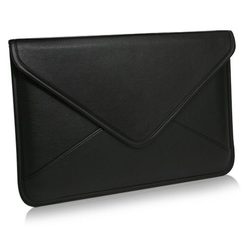 BoxWave Étui en cuir Elite 33 cm Apple MacBook Air (2010) Messenger Pochette - Coque Housse de transport en cuir synthétique avec enveloppe unique design manches - 33 cm Apple MacBook Air (2010) et coques (Noir)