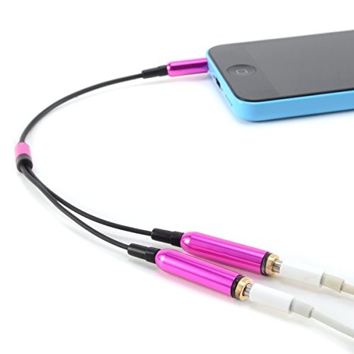 CABLE double Jack 3.5mm AUDIO stereo Splitter adaptateur CASQUE ECOUTEUR pour iPod iPhone iPad MP3 rose
