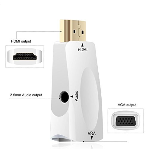 efans Convertisseur Adaptateur HDMI vers VGA pour PC, Ordinateur Portable, DVD, Ordinateur de Bureau, Ultrabook, Intel Nuc, Macbook Pro, Chromebook, Apple TV, Roku Streaming Media Player, Boîte de jonction, TV BOX ou d'autres appareils avec le port HDMI