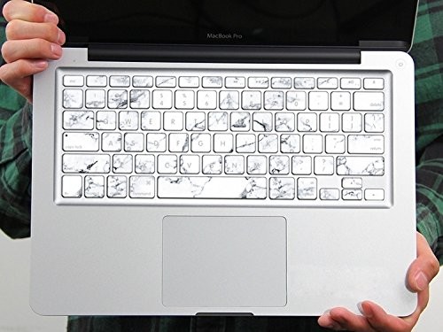 PAG Blanc Clavier Marbre PVC Gratuit Bubble Decal autocollant Pour Macbook Pro 13 pouces 15