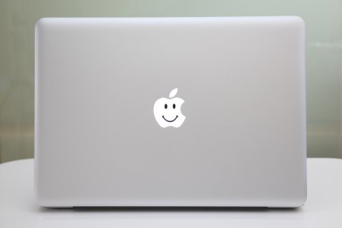 Lini Sticker Smiley Laurel "Don't worry, be happy" pour Apple MacBook Air/MacBook Pro Noir
