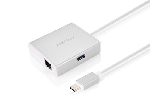TopAce® 4-en-1 USB-C / Type C USB Hub vers Superspeed USB 3.0 * 2 ports + 1 port de Ethernet + 1 port Recharge Type-C for Apple Macbook 2015 (argenté)