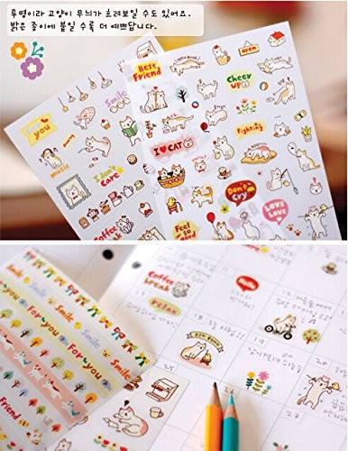 NOVAGO® 6 planches de stickers autocollants chats mignons pour décorer vos smartphones, tablettes , PC, MacBook , agenda , mug ou autres objets