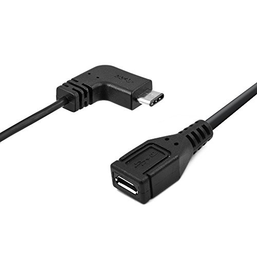 C câble de type USB 2 pcs, AFUNTA 90 degrés Type de scoliose USB C Homme Femme à Micro USB Data Cable 6 "pour les nouveaux périphériques USB C que 12 pouces Macbook, Nokia N1 Pad et Plus