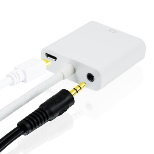 CSL - Full HD adaptateur HDMI vers VGA avec Audio et Micro USB adaptateur | convertisseur | jusqu'à 1080 p / prise en charge HD TV | numérique / analogique | blanc