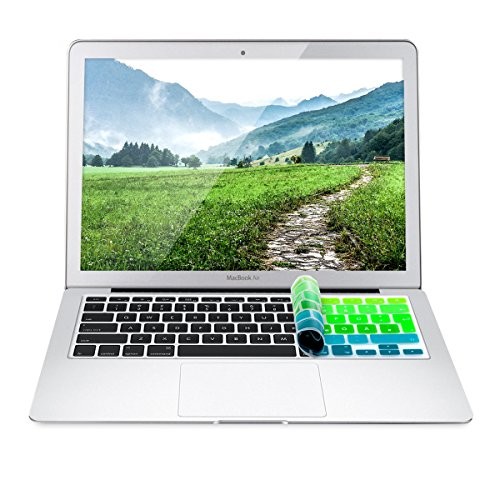 kwmobile Protection pour clavier QWERTZ en silicone pour Apple MacBook Air 13''/ Pro Retina 13''/ 15'' en vert bleu