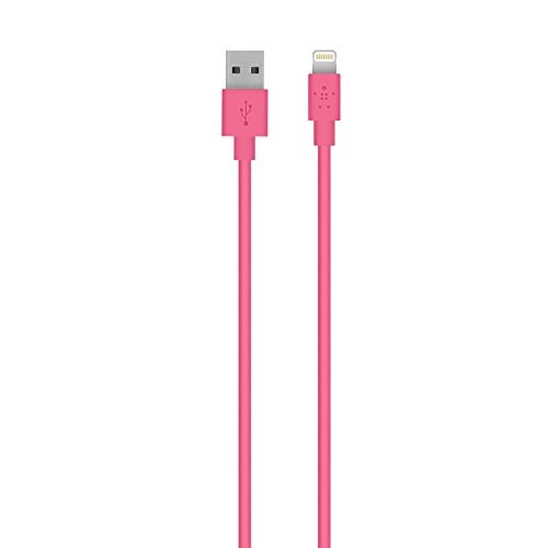 Belkin Câble de Charge et Synchronisation Lighning 3m Rose pour iPhone 5/5S/5C/SE/6/6Plus/6S/6SPlus/7/7Plus, iPad mini1/2/3/4, iPad 4, iPad Air 1/2, iPad Pro 9,7 et 12,9, iPod Touch 5G, iPod Nano 7G