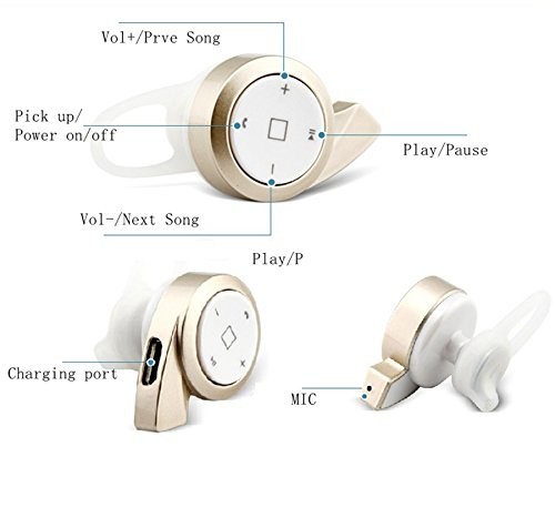 inShang Bluetooth 4.1 Mini stéréo écouteurs intra-auriculaires sans fil Oreillette Headset Earbud Earphone Earpiece Headphones avec Suppression de bruit/ Mains libres/ Micro intégré/ deux Smartphone connexion, correspondre avec 99% des smartphones, iPhone