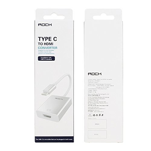 ROCK USB Câble Adaptateur Convertisseur Type C à HDMI Câble de Charge Argent RCB0417