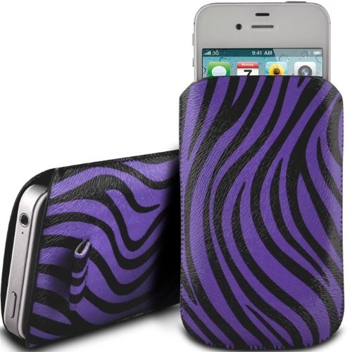 N4U Accessoires - Housse / Etui / Coque en cuir souple - Violet zébré - Rayures violettes - Pour Lg Optimus Pro C660