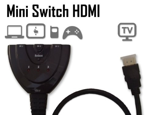 CABLING® 3 Port HDMI 1080p Auto switch Splitter Hub Pigtail 1.3b + Cable HDMI M/M 2M