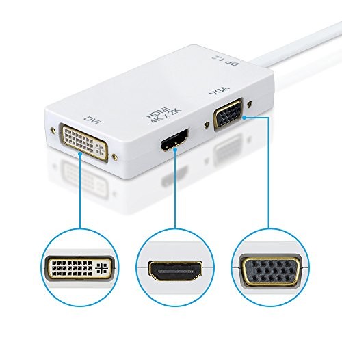 [DP V1.2 Version/4Kx2K]VicTsing Mini DisplayPort Thunderbolt vers HDMI VGA et DVI TV HDTV Video Converter chaînes du câble