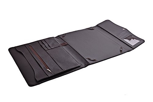 iCarryAlls Padfolio Organiseur Exécutif avec Fermeture rabat à bouton, pour Microsoft Surface Pro 4 / Pro 3 et Documents, Brun