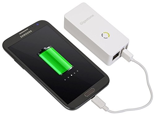 Gigastone Lecteur Multimédia Plus: Carte SD Sans Fil & et Clé USB; Stockage Mobile Sans Fil & Lecteur Multimédia; Port WLAN et Serveur NAS 5200mAh Batterie pour Recharger les Appareils Electroniques Portables - Parfait pour Voyager