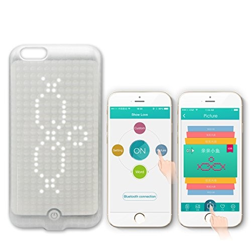 yulass® Bluetooth Smart LED DIY callshow Écran Smartphone 11,9 cm Coque Batterie intégrée pour iPhone 6 6S application gratuite Contrôle sans fil à la couleur de la lumière et clignotant