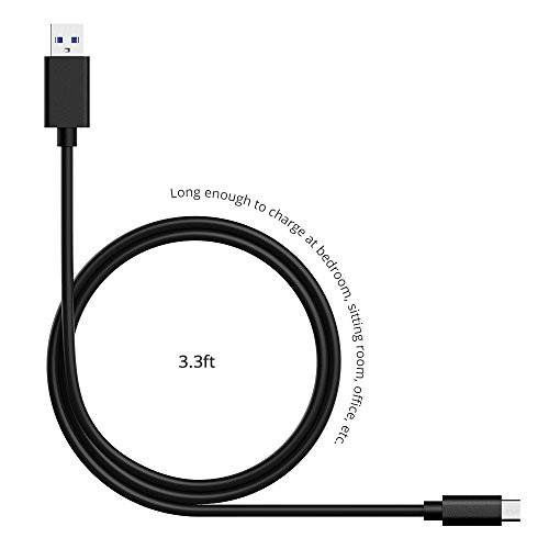 Patuoxun Câble Type C (USB-C) vers USB 3.0, Interface Reversible, Noir 1*Mètre USB 3.0 Câble de données Hautes Performances 3A/5V, vitesse de transmission de 5Go comaptible avec 2015 Macbook de 12 pouces, Nokia N1, one plus 2 et d'autres d'autres appareil