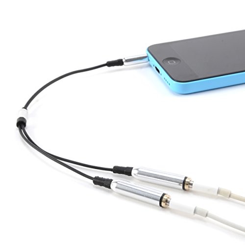 CABLE double Jack 3.5mm AUDIO stereo Splitter adaptateur CASQUE ECOUTEUR pour iPod iPhone iPad MP3 argent