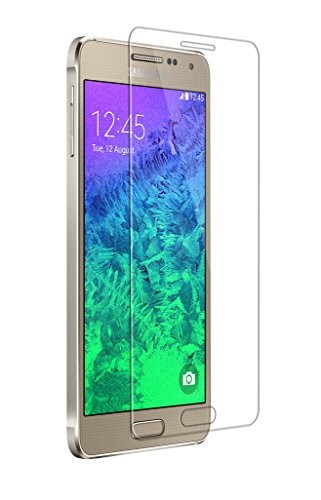 FUTLEX Samsung Galaxy Alpha Première Qualité Film Protection d'écran en Verre Trempé - Dureté de verre 9H - 0,33mm d'épaisseur - Transparence HD - Bords arrondis 2,5D - Antichoc - Enduit lipophobe - Toucher délicat - Verre haute qualité - Facile à install