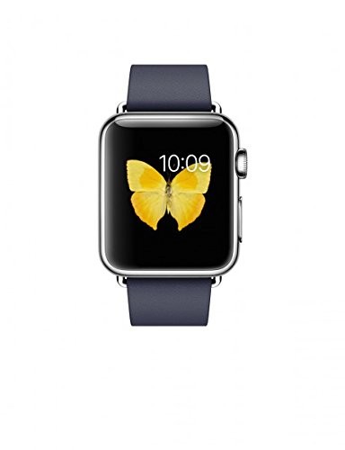 Apple Watch Montre connectée avec boîtier en acier inoxydable de 38 mm et bracelet boucle moderne bleu nuit (taille M)