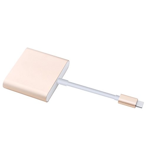 Nouveau Adaptateur Câble USB*1x USB mâle type C *1x USB femelle type C *1x HDMI femelle, USB 3.0 fe*USB-C Digital AV Adapter Multiport en Aluminium cable usb (Or, 1)