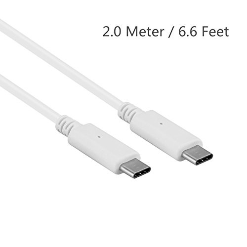 JoyNano USB 3.1 de type C Homme à Type-C Homme Sync & Charge Cable Data Conception réversible pour Macbook Chromebook Pixel et autres périphériques USB-C Périphériques compatibles 6.6ft / 2m (C-C Blanc)