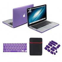 se7enline coloré en caoutchouc soft touch givré Coque rigide pour MacBook, avec sac souple manches et protection clavier en silicone et film protecteur d'écran LCD transparent et prise de la poussière