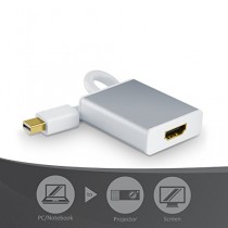 CSL - Adaptateur Full HD mini Displayport vers HDMI / câble (1080p) avec audio | connecteur miniDP pour prise HDMI | idéal pour tous les produits Apple | Alu