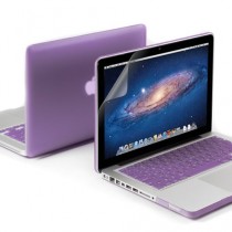 GMYLE(R) Violet 3 en 1 caoutchouté (enduit en caoutchouc) dure coquille cas - Silicon clavier de protecteur - 13 pouces Effacer Protecteur d'écran LCD - pour MacBook Pro 13 inch