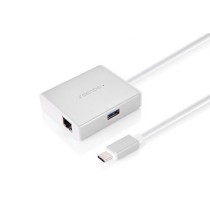 TopAce® 4-en-1 USB-C / Type C USB Hub vers Superspeed USB 3.0 * 2 ports + 1 port de Ethernet + 1 port Recharge Type-C for Apple Macbook 2015 (argenté)
