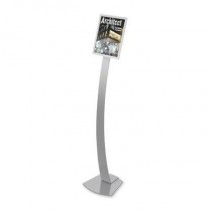 Deflect-o Letter-size Contemporary Display Floor Stand - 8.5amp;quot; x 11amp;quot; Holding Size - Metal, Plastic - Silver, Clear by Deflect-o Products