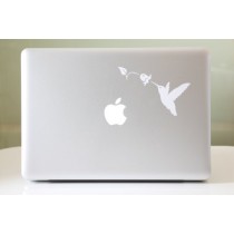 Lini Stickers en forme de colibri et campanule pour MacBook Air/MacBook Pro Blanc