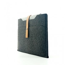 Charbonize Étui en cuir véritable et feutre de laine pour MacBook 12 "(Noir)