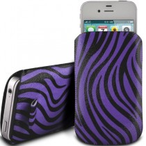 N4U Accessoires - Housse / Etui / Coque en cuir souple - Violet zébré - Rayures violettes - Pour Lg Optimus Pro C660