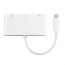 kwmobile Adaptateur USB 3.1 type C 3 Port Hub avec VGA pour Apple MacBook 12" Chromebook Pixel Nokia N1 MSI mainboardZ97 SanDisk LaCie HD en blanc