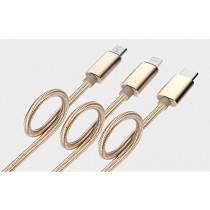 Eximtrade 3in1 USB Câble de Charge Anti-Enchevêtrement Nylon avec Micro USB et Lightning et USB Type-C Connecteurs pour Apple iPhone 5/5c/5s/6/6s/6 Plus/6s Plus, iPad Mini/Mini 2/Min 3/Air/Air 2/4, Macbook 12", Samsung Galaxy S4/S5/S6/S6 Edge/S6 Edge Plus