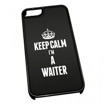 Coque pour iPhone 5/5S 2712 Noir Inscription Keep Calm I'm a Serveur