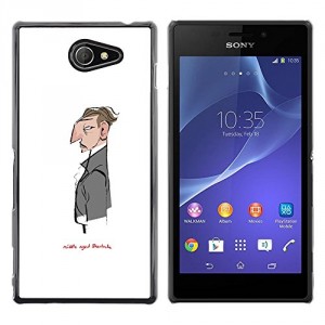 UPPERHAND Style Unique Image Smartphone Rigide Protection Coque Housse Fine Pour Sony Xperia M2 - monsieur monsieur blanc Sherlock serveur