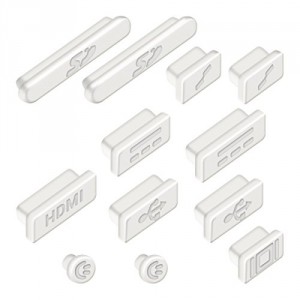 kwmobile 12x bouchons de protection anti-poussière pour Apple MacBook Pro 13" 15" Retina / Air 11" 13" (à partir de mi 2011) en blanc