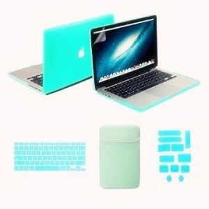 se7enline coloré en caoutchouc soft touch givré Coque rigide pour MacBook, avec sac souple manches et protection clavier en silicone et film protecteur d'écran LCD transparent et prise de la poussière