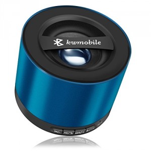 kwmobile Mini haut-parleur Bluetooth sans fil de couleur bleu, avec carte Micro SD, radio FM et microphone pour Apple iPhone, iPad, iPod ; Samsung Galaxy S2, S3, S4, S5,Tab, Note, Smartphone, Tablette avec chargeur