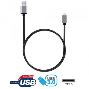 tinxi® High Speed USB 3.1 Type C Male to USB 3.0 Type A Male Data Sync & Câble de charge pour Apple New Macbook 12 pouces, Nokia N1, Tablette, Téléphone mobile et autres dispositifs supportés par Type C, Connecteur en métal nickelé, 1 mètre