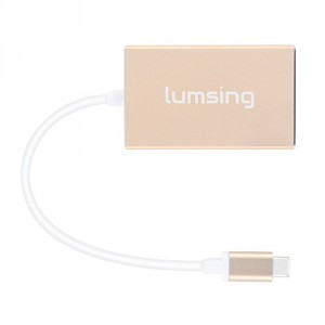 Lumsing® Type C USB 3.1 mâle MultiPort - 4 Port Hub Adaptateur Portable en Aluminium pour le nouveau Apple Macbook 12 pouces Chromebook Pixel et autre Type-C équipements (Or)