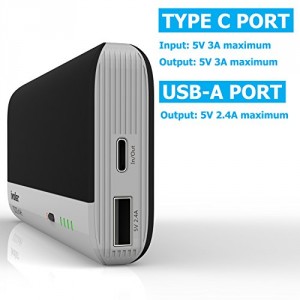 USB Type C Batterie Externe, iVoler 10000mAh Power Bank 2-Port (Type C Port Fast 3A IN/OUT + Qsmart Port 5V/2.4A OUT Max ) Portable Chargeur pour Samsung Galaxy Note 7, LG G5, Nexus 6P/5X, HTC 10, Lumia 950/950 XL, MacBook 12 inches, iPhone, iPad & More S