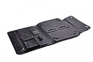 iCarryAlls Classeur Exécutif en Cuir avec Fermeture rabat à bouton,pour Microsoft Surface Pro 4 / Surface Pro 3 et Documents, Noir