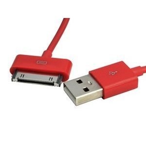 MKT - USB Sync câble de données pour Apple iPhone 4 4S 4G 4ème Gen 3 3G 3GS iPod Touch Macbook (3m 10ft, Rouge/Red)
