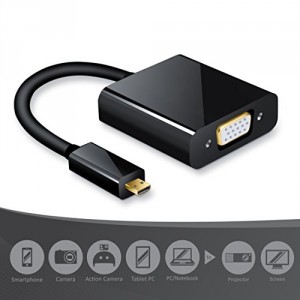 CSL - Full HD adaptateur micro HDMI vers VGA avec Audio et Micro USB adaptateur | convertisseur | jusqu'à 1080 p / prise en charge HD TV | numérique / analogique | noir